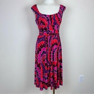 Maggy London Dress Womens Eight Midi Sleeveless Colorful Empire Waist Pink